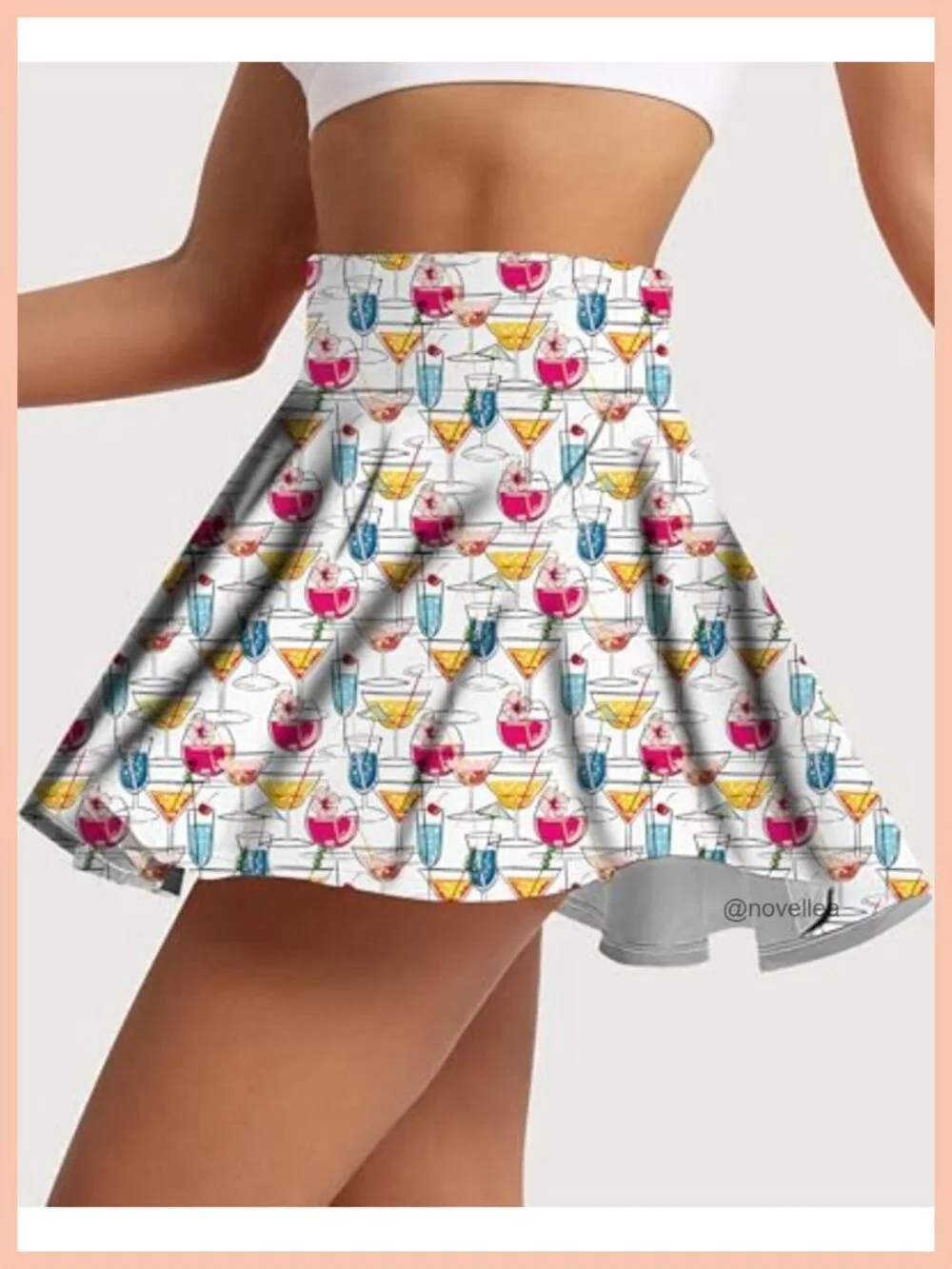 High Waisted Tennis Skort with Built-in Shorts Pocket and Pleated Skirt